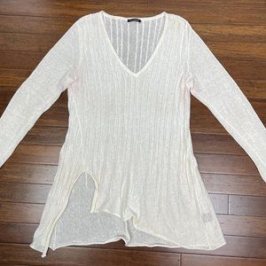 STELLA CARAKASI White Hemp Cotton Blend Tunic Sweater Top Women's Size Small